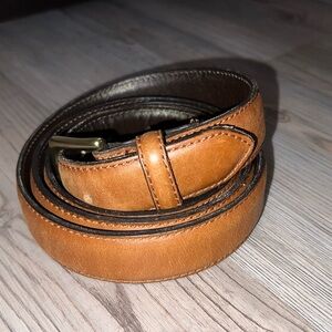 LL BEAN USA Brown Full Grain Leather Brass Belt Men’s 46